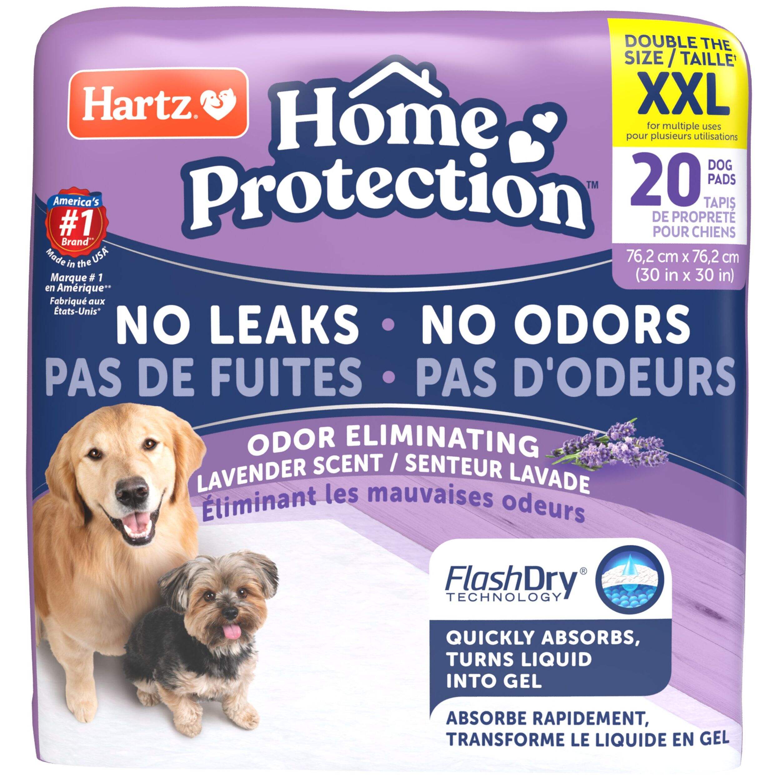 Hartz Home Protection Miracle Lavender Dog Pads, XXL, 20-pk Front_Flat