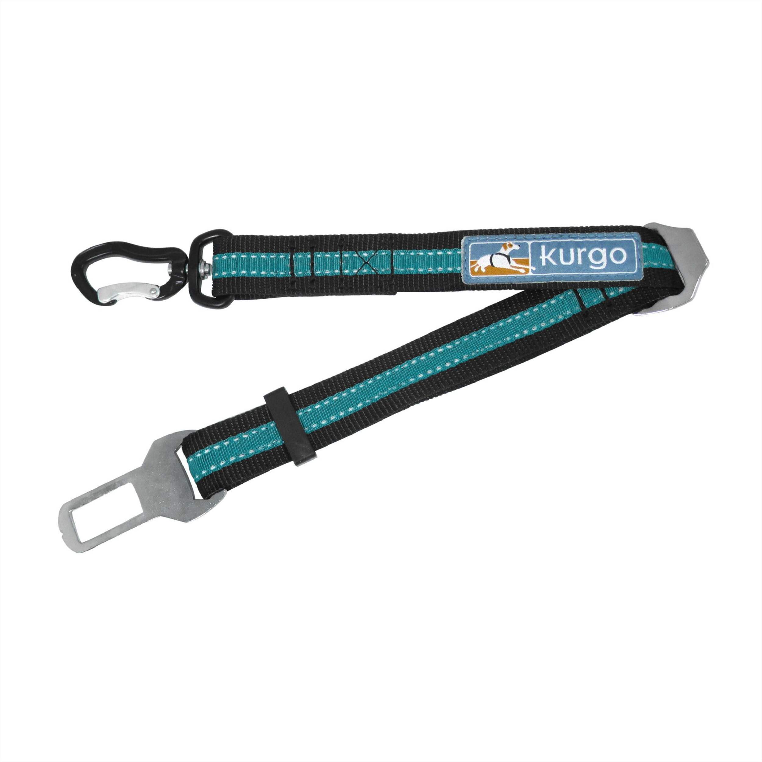 Attache pour ceinture de sécurité pivotante Kurgo Direct, noir/bleu Front_Flat