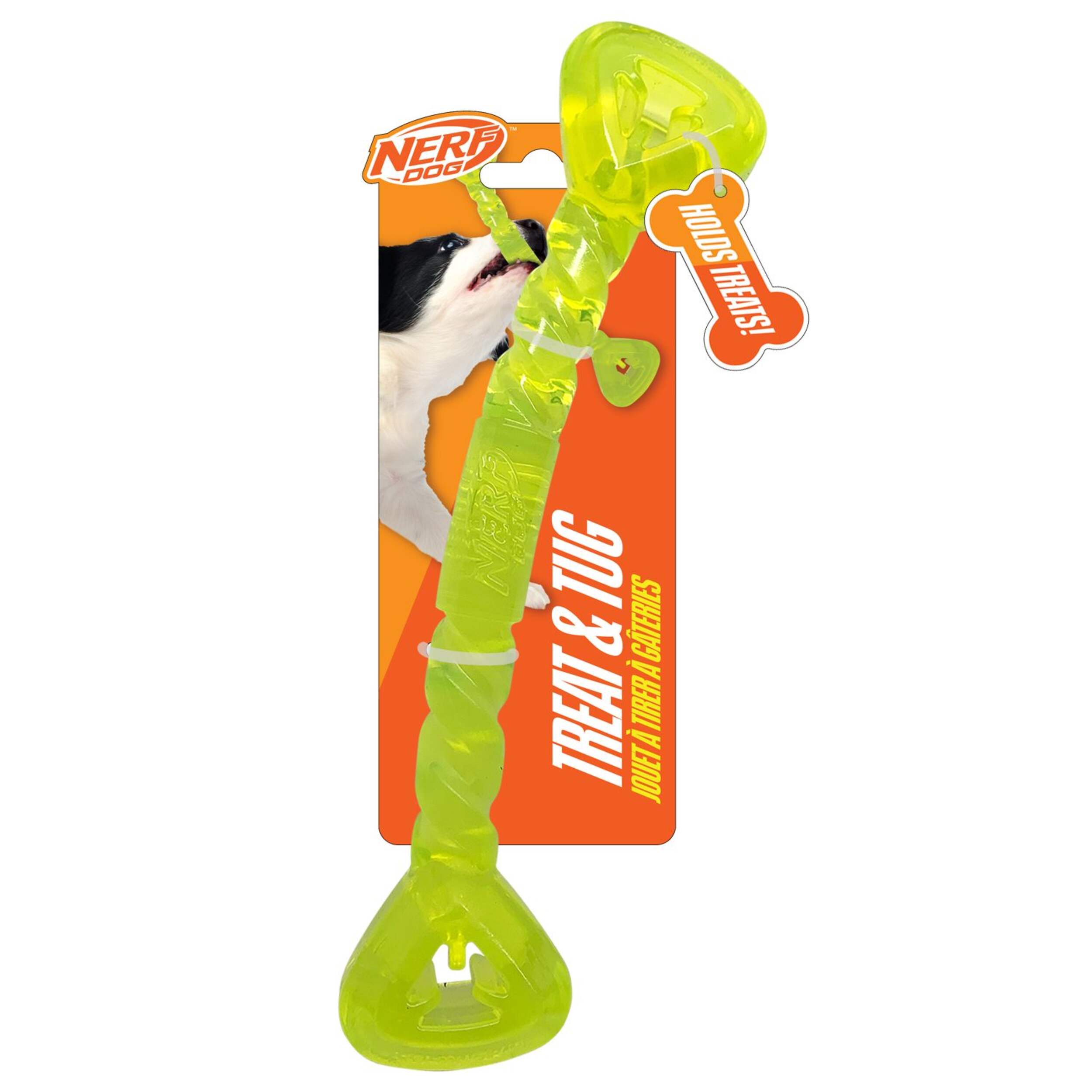 NERF Dog TPR Treat Tug Bone, 11-in Front_Flat