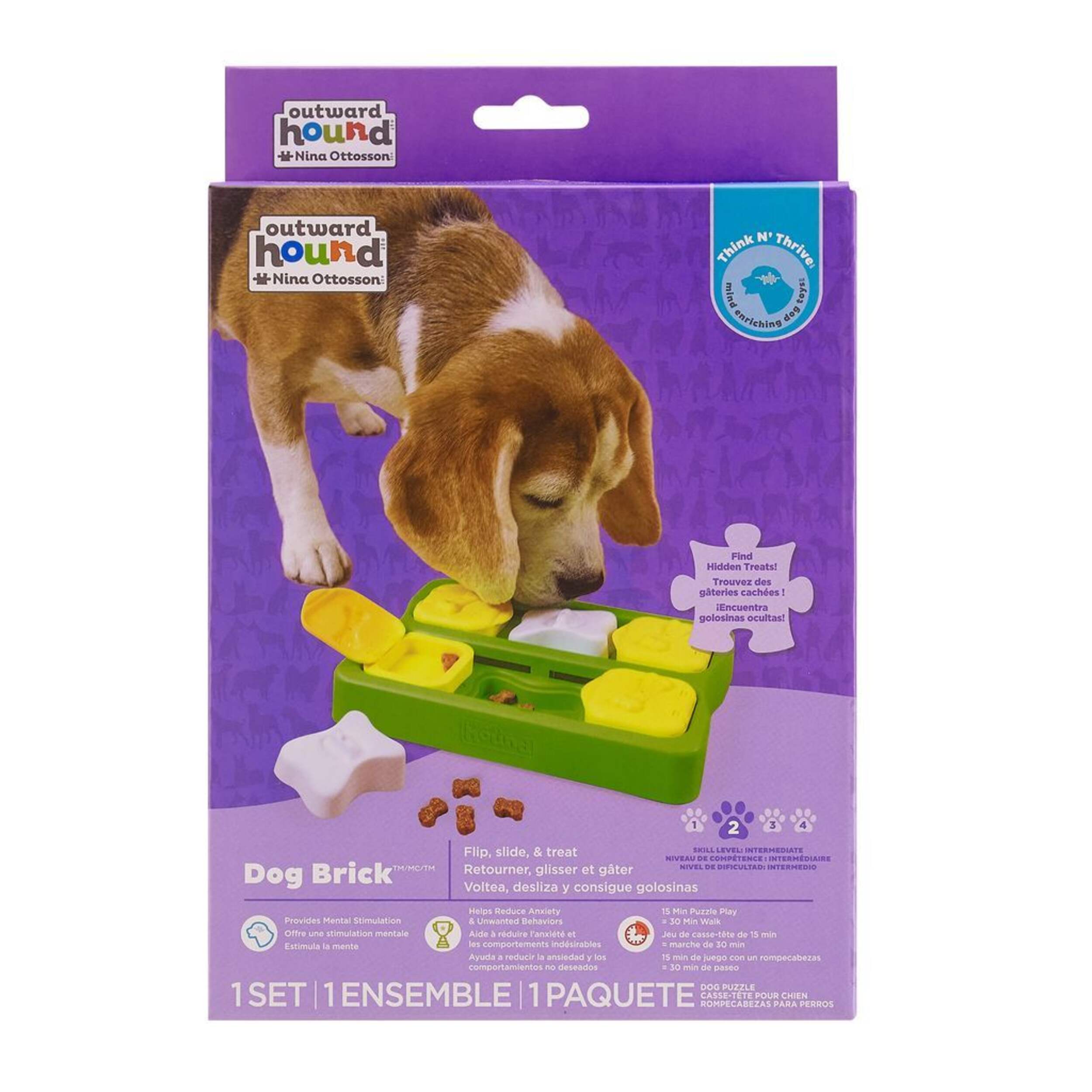 Outward Hound Dog Brick Interactive Treat Puzzle Game Front_Flat
