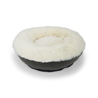 Lit pour petits chiens Petco Faux Fur Donut, crème, 23 po x 23 po