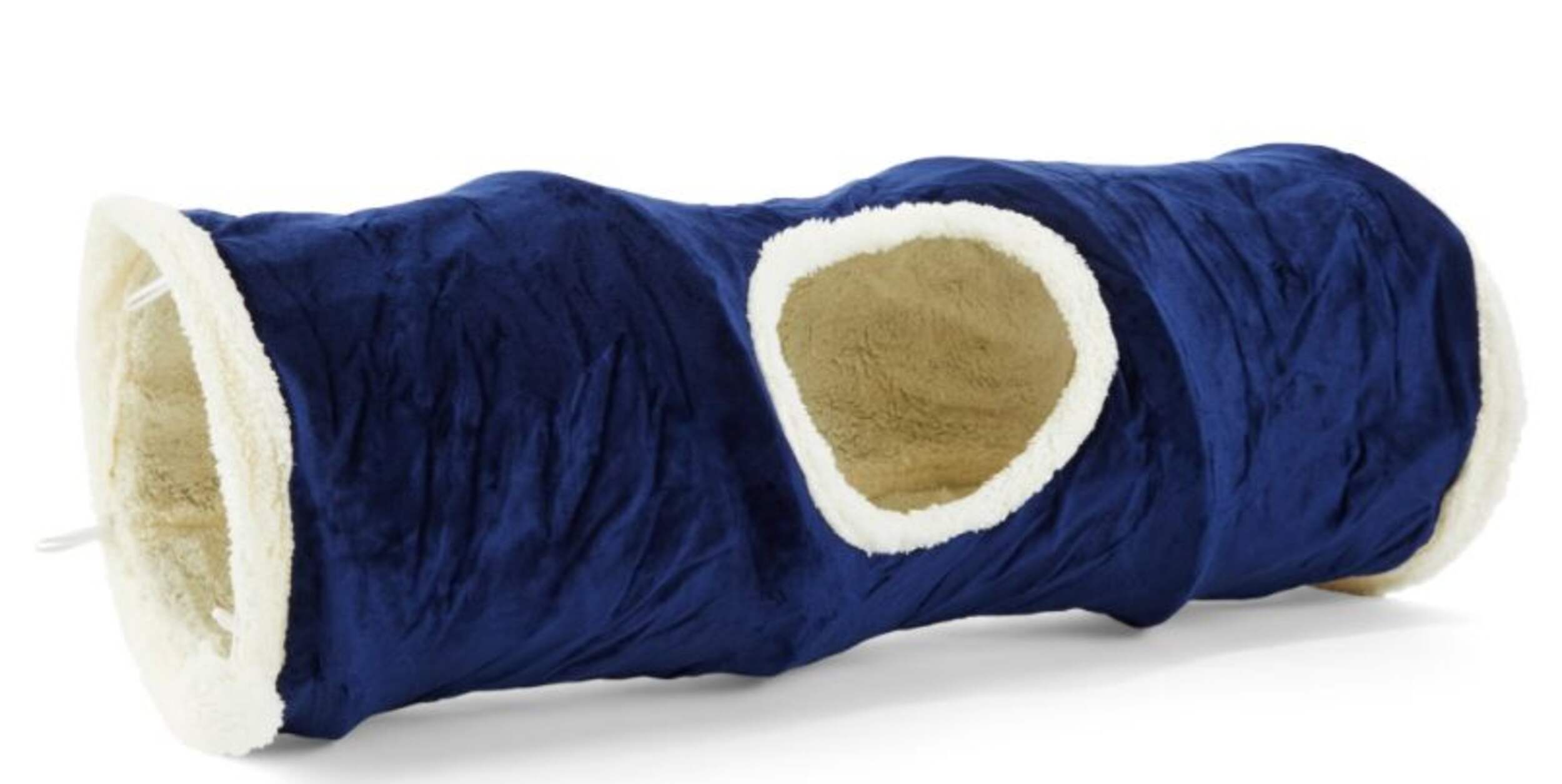 Petco Plush Cat Tunnel, Navy, 32-in Front_Three_Fourths_Angled_Right