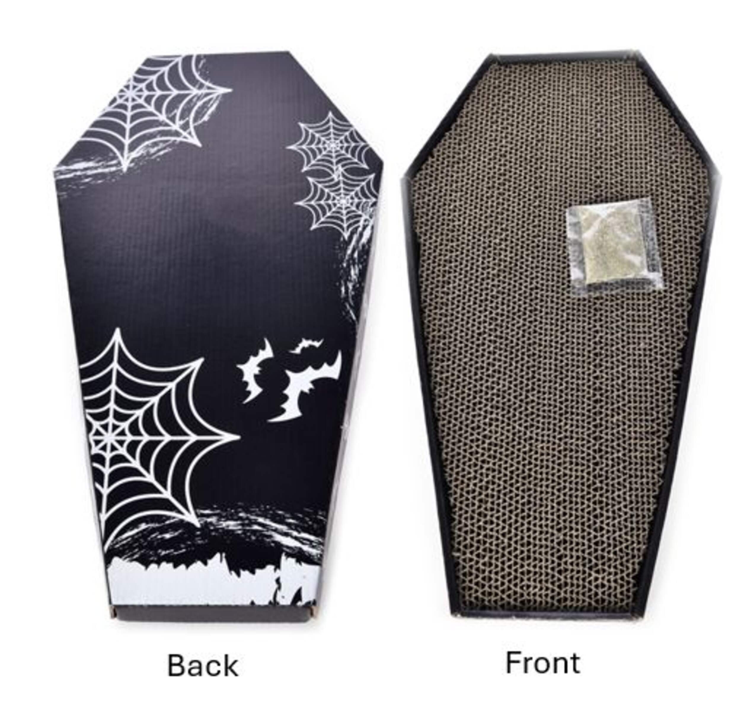Halloween Coffin Cat Scratcher with Catnip, Black, 9x17-in Overhead_Flat