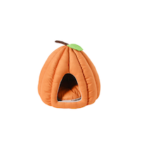 Plush Pumpkin-Shaped Halloween Pet Bed, Orange, 16x16-in Front_Flat