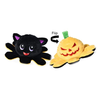 Reversible Bat and Pumpkin Halloween Dog Toy, Black Overhead_Flat