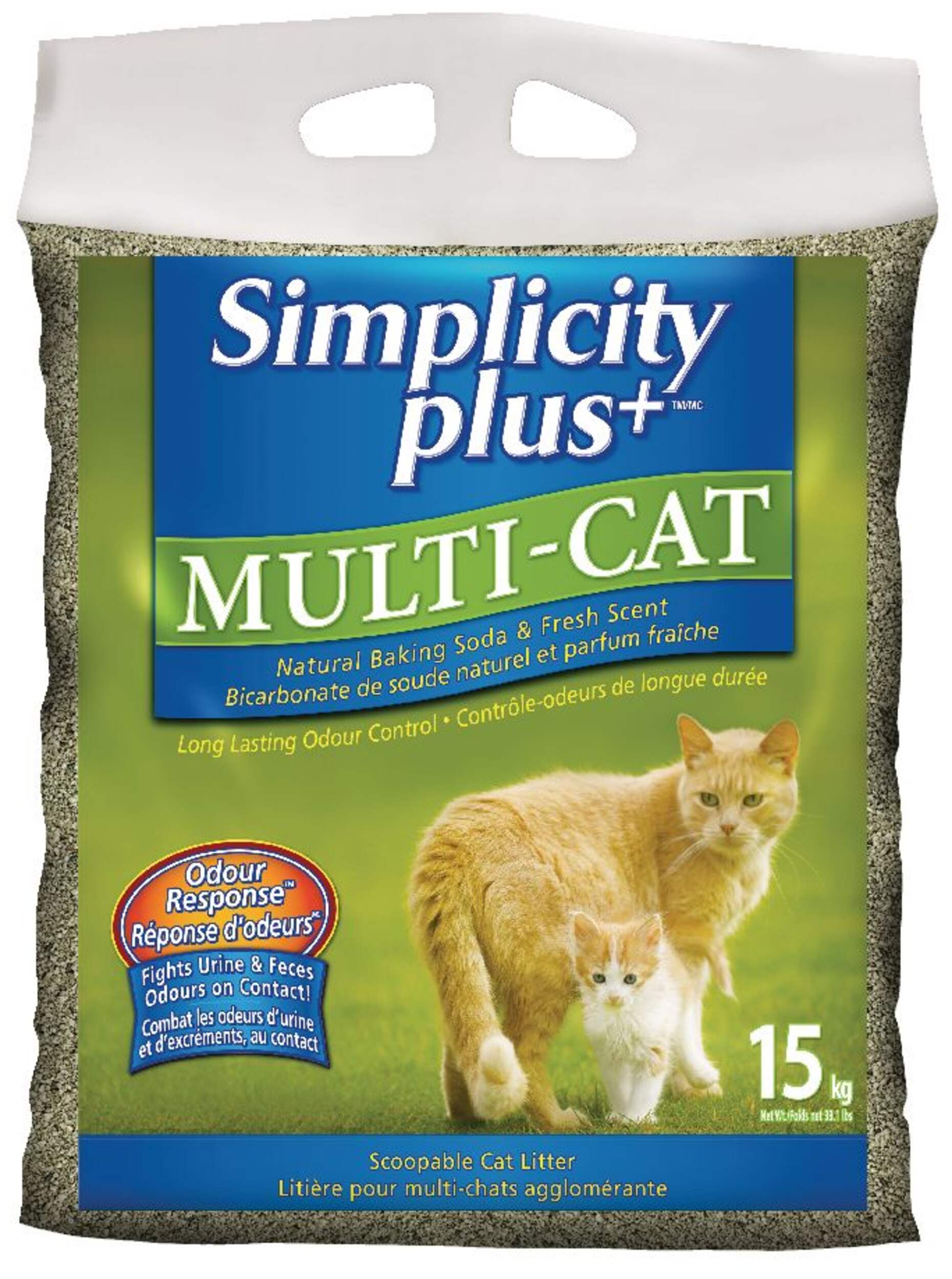 Simplicity Scoopable Multi-Cat Clumping Cat Litter, Scented with Baking Soda, 15-kg Front_Flat