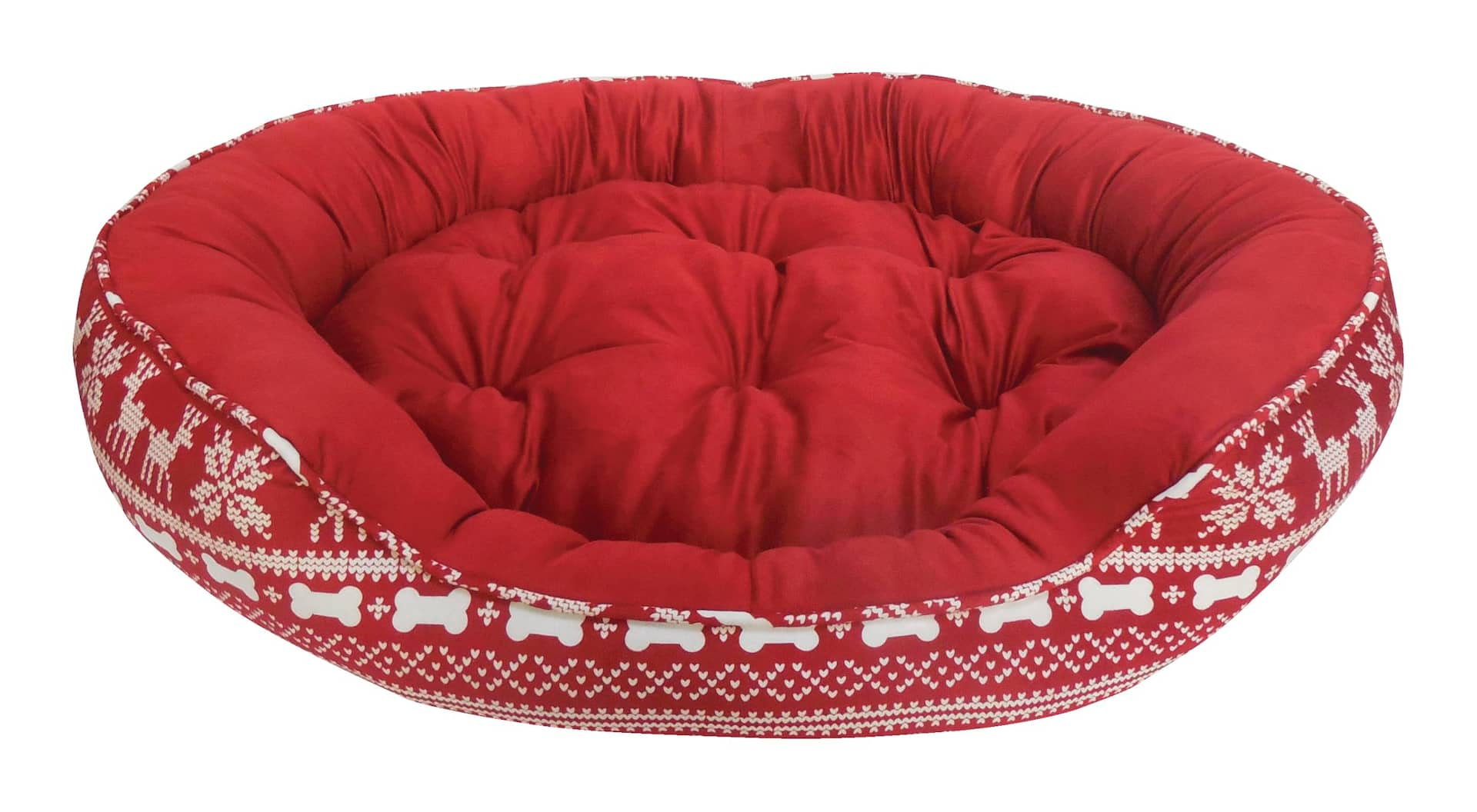 PAWS UP Round Plush Dog Bed Washable 46 in x 38 in Red Canadian Tire