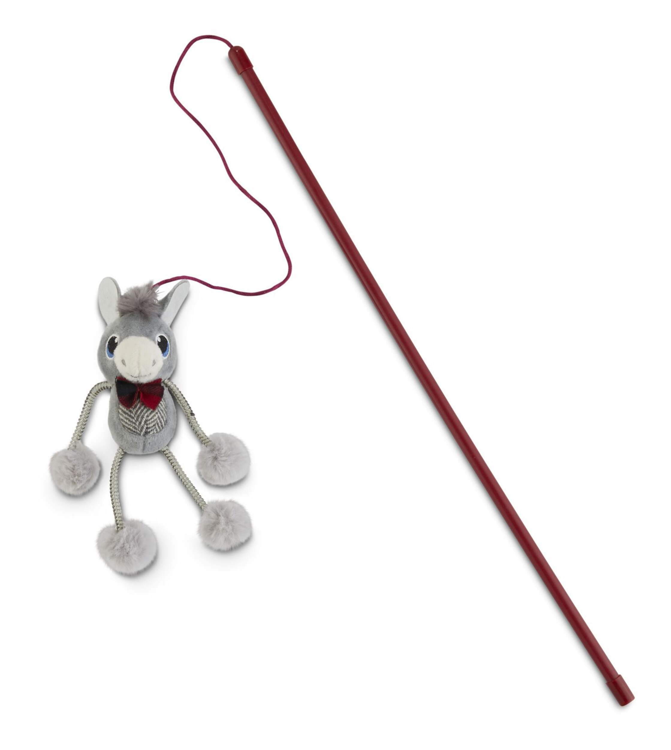 Petco Holiday Tails Merry Mule Soft Plush Teaser and Wand Cat Toy with Catnip Front_Flat