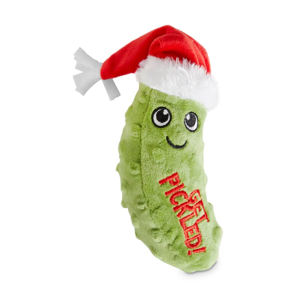 green pickle dog toy