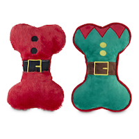 Petco Holiday Dog Elf and Santa Bone Squeaky Dog Toy, Assorted Styles, 9-in Composite_or_Mixed