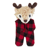 Petco Holiday Deer Soft Plush Squeaky Flattie Dog Toy, 6-in Front_Flat