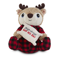 Petco Holiday Reindeer Sitting Soft Plush Squeaky Dog Toy, 12-in Front_Flat