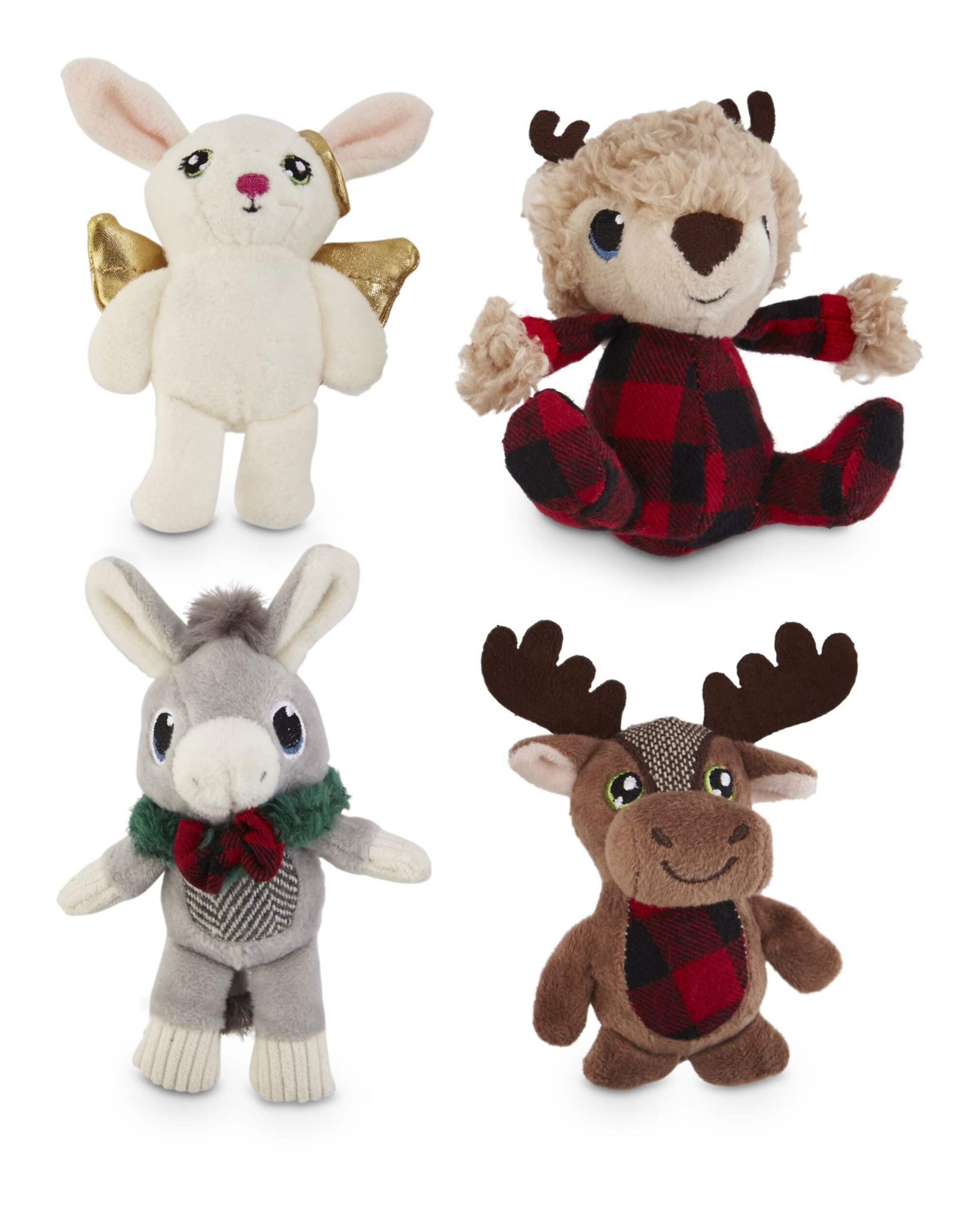 Petco Holiday Assorted Characters Soft Plush Squeaky Dog Toys, Assorted Styles, 4-in Composite_or_Mixed