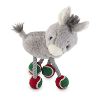 Petco Holiday Donkey Tennis Ball Legs Soft Plush Squeaky Dog Toy, 12-in Front_Flat