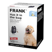 FRANK Vanilla Scented Easy Tie Doggy Waste Bags, Black, 500-pk