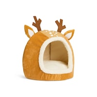 Petco Merry Makings Reindeer Covered Pet Bed Front_Angled_Right