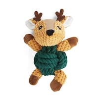 Petco Holiday Deer Plush & Rope Ball Dog Toy, 6-in Front_Flat
