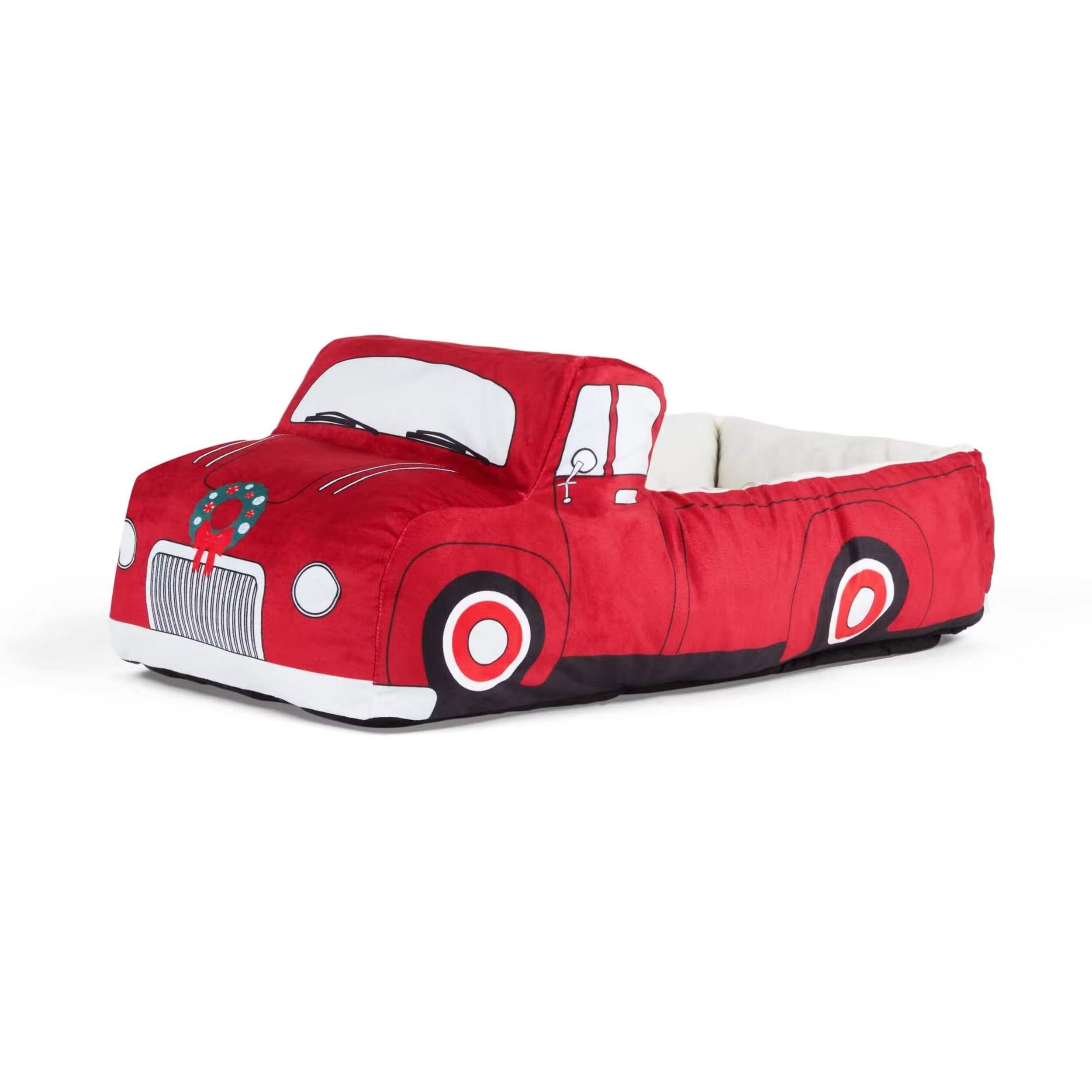 Camionnette lit de fantaisie Petco Holiday, rouge Front_Three_Fourths_Angled_Left