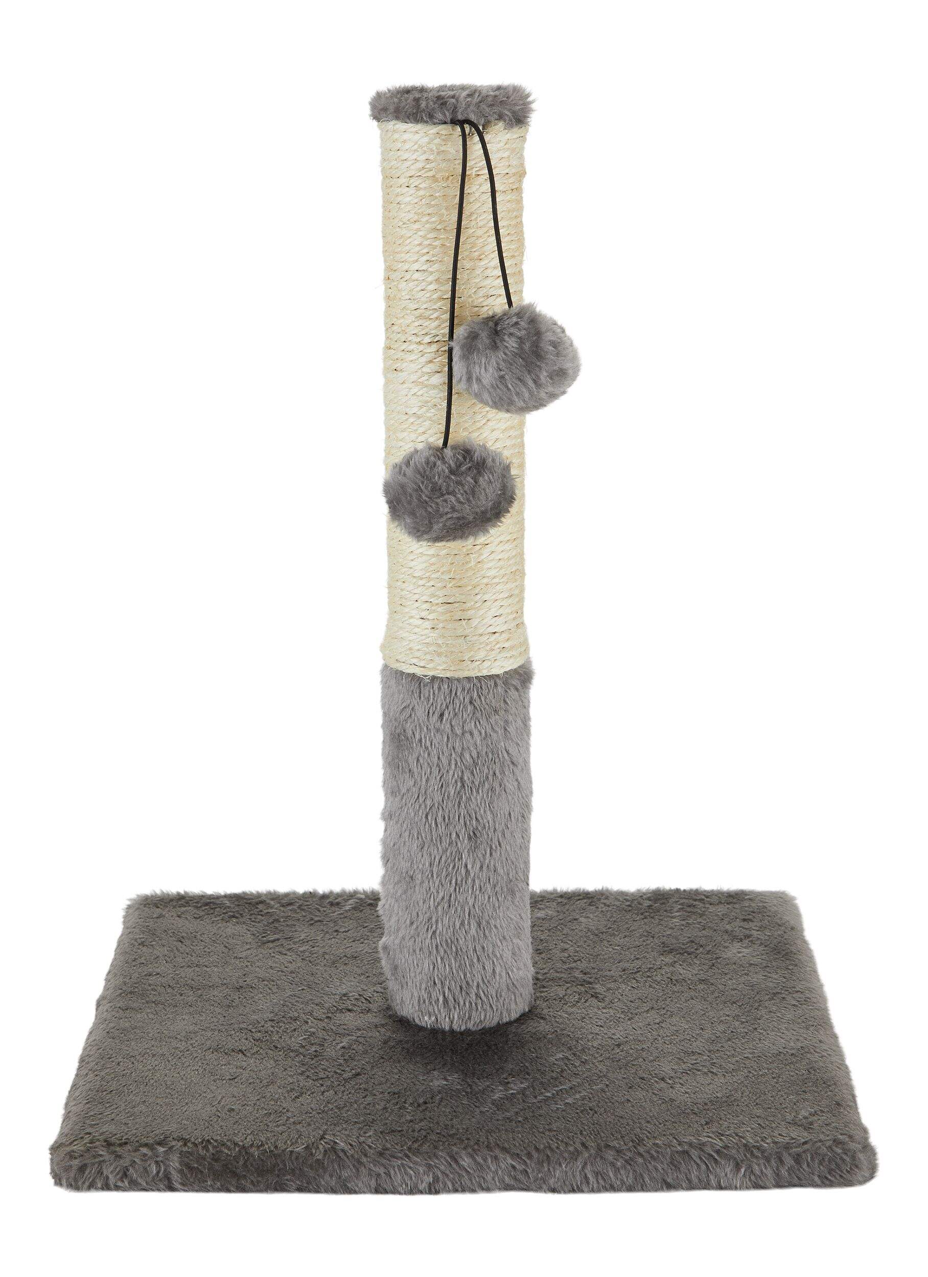 Cat Craft Durable Sisal & Carpet Cat Scratching Post with Plush Balls, 16-in, Grey Front_Flat