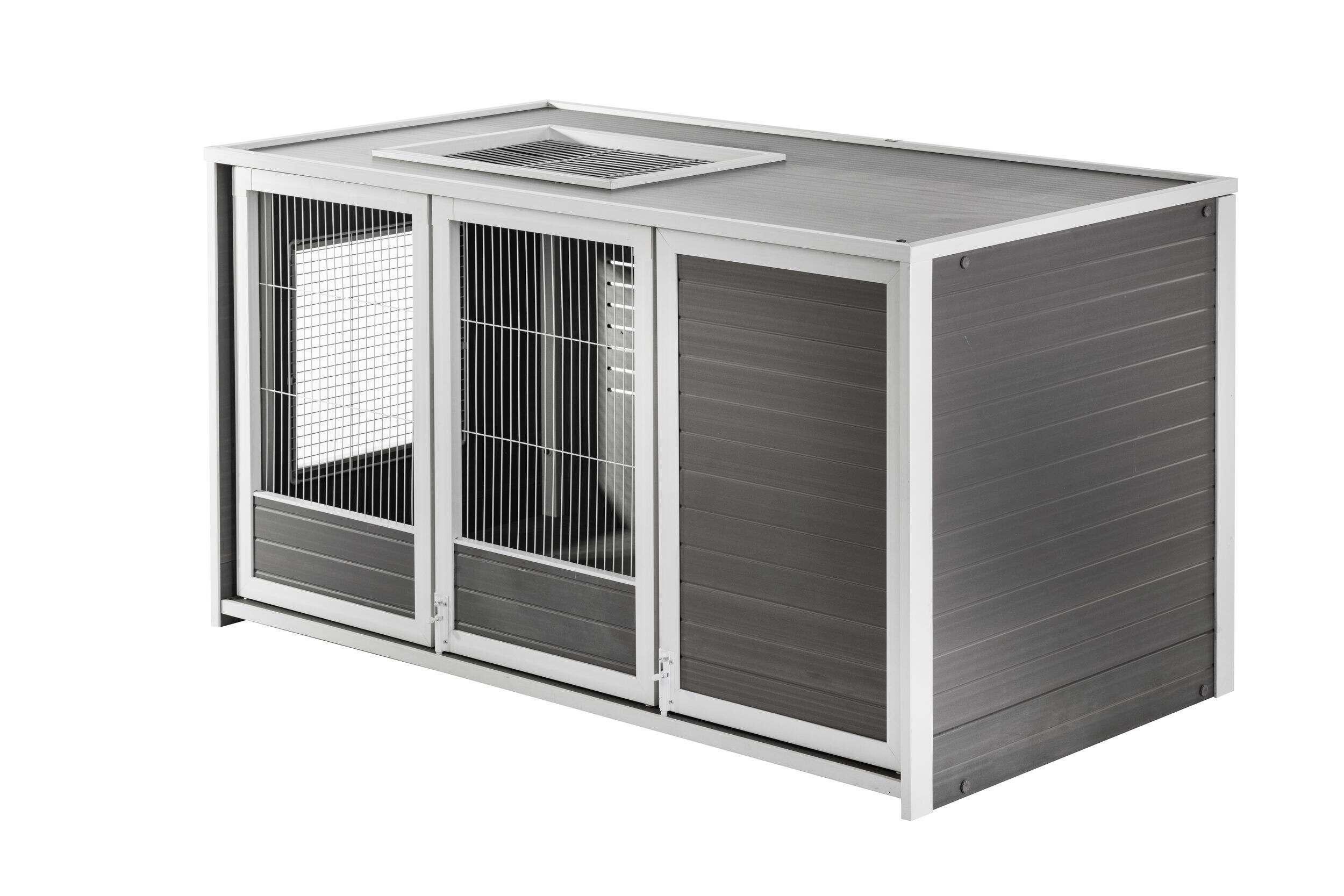 Habitation New Age Pet ECOFLEX Cozy Critter Chateau Hutch, pour petits animaux, gris Front_Three_Fourths_Angled_Left