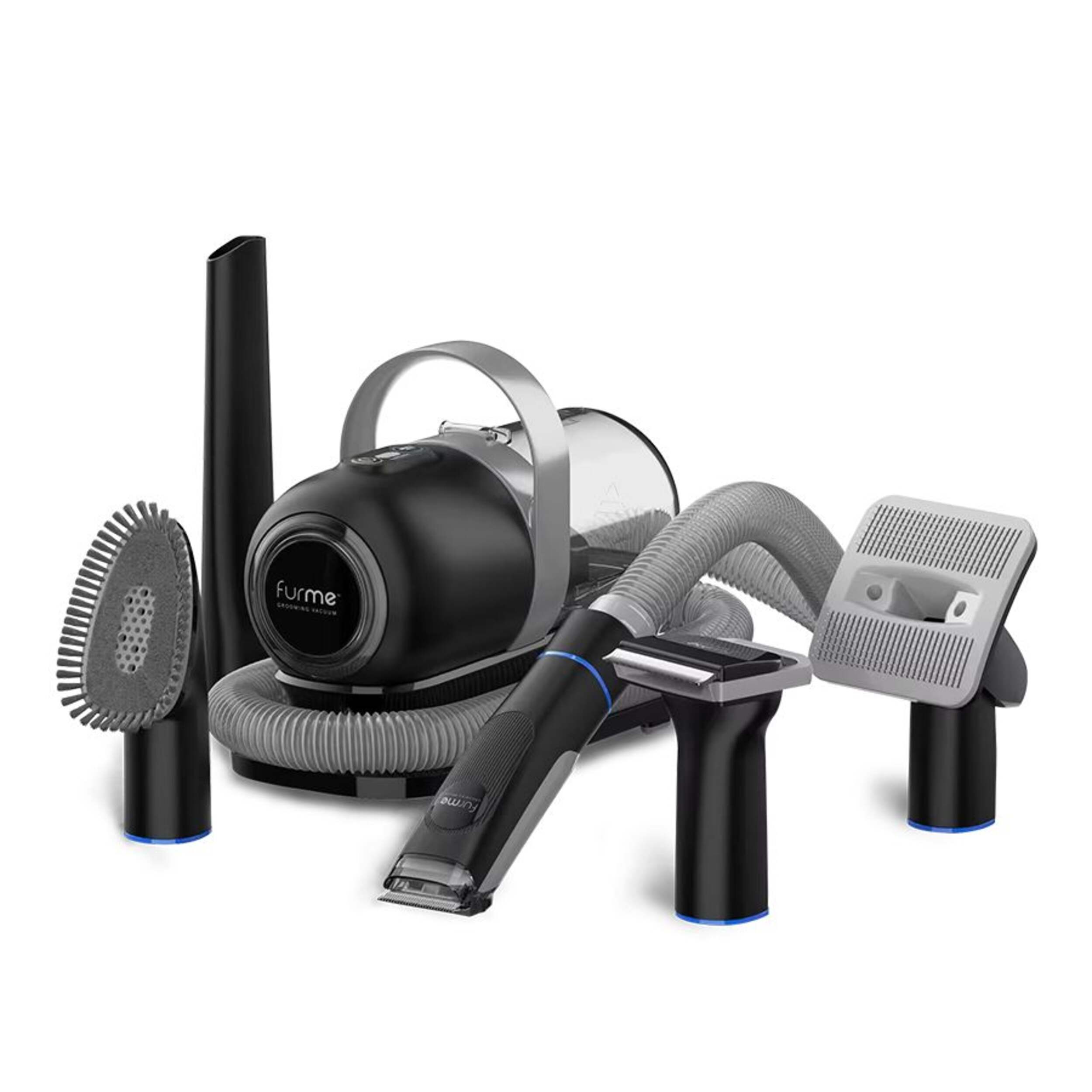 furMe Original Pet Grooming Vacuum Set for Dogs and Cats Front_Three_Fourths_Angled_Left