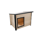 New Age Pet® ECOFLEX® Rustic Lodge Dog House with Roof, Maple, Medium Front_Three_Fourths_Angled_Right