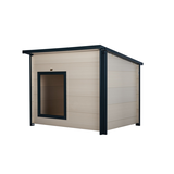 New Age Pet® ECOFLEX® Rustic Lodge Dog House with Roof, Maple, Jumbo Front_Three_Fourths_Angled_Left