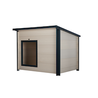 New Age Pet® ECOFLEX® Rustic Lodge Dog House with Roof, Maple, Jumbo Front_Three_Fourths_Angled_Left