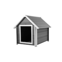 New Age Pet® ECOFLEX® Bunkhouse Dog House with Roof, Grey, X-Large Front_Three_Fourths_Angled_Left