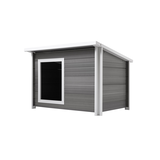 New Age Pet® ECOFLEX® Rustic Lodge Dog House with Roof, Grey, X-Large Front_Three_Fourths_Angled_Left