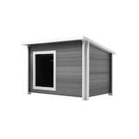 New Age Pet® ECOFLEX® Rustic Lodge Dog House with Roof, Grey, X-Large Front_Three_Fourths_Angled_Left