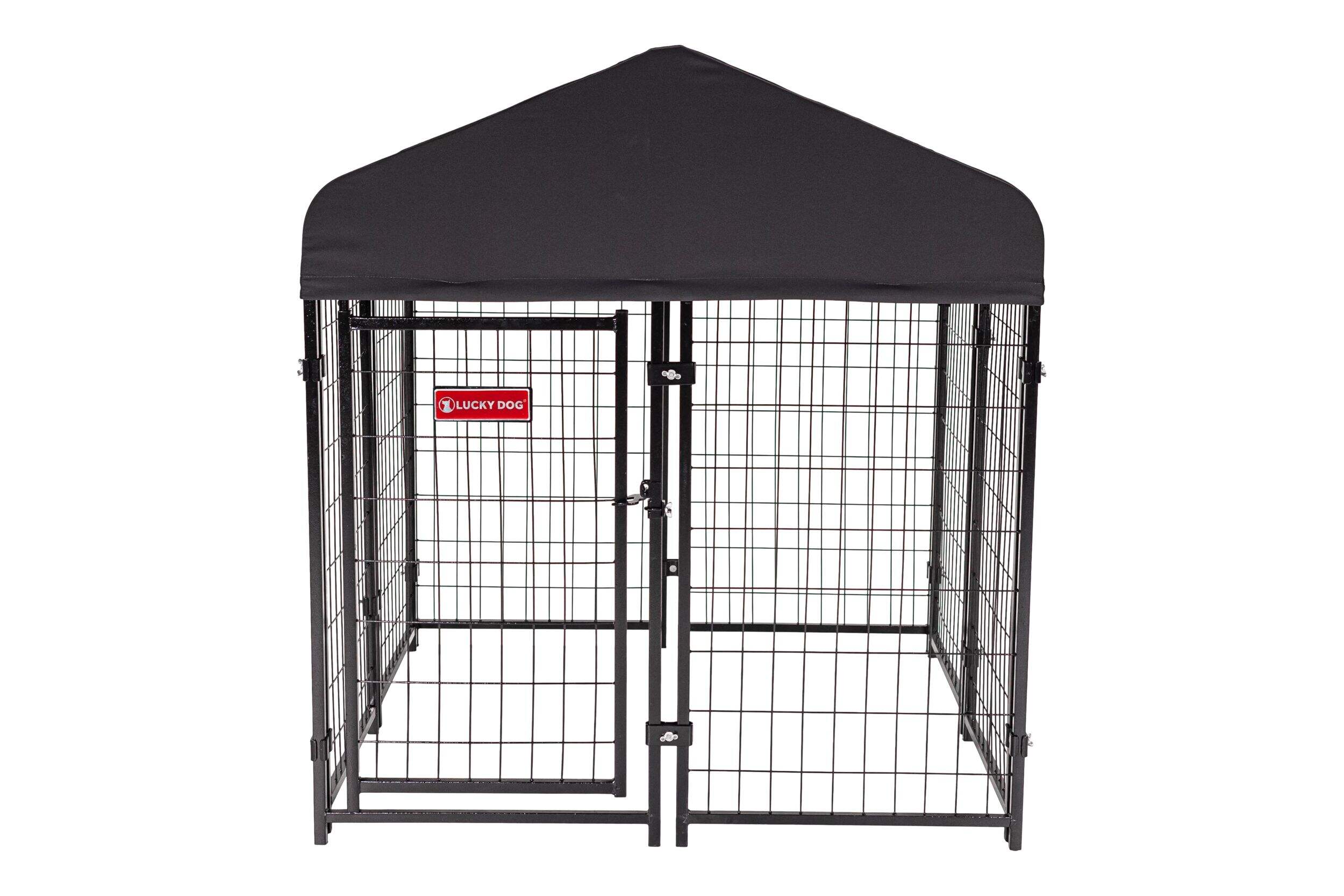 Lucky Dog® STAY Series™ Studio Jr Kennel, Steel Grey, 4-ft x 4-ft Front_Flat