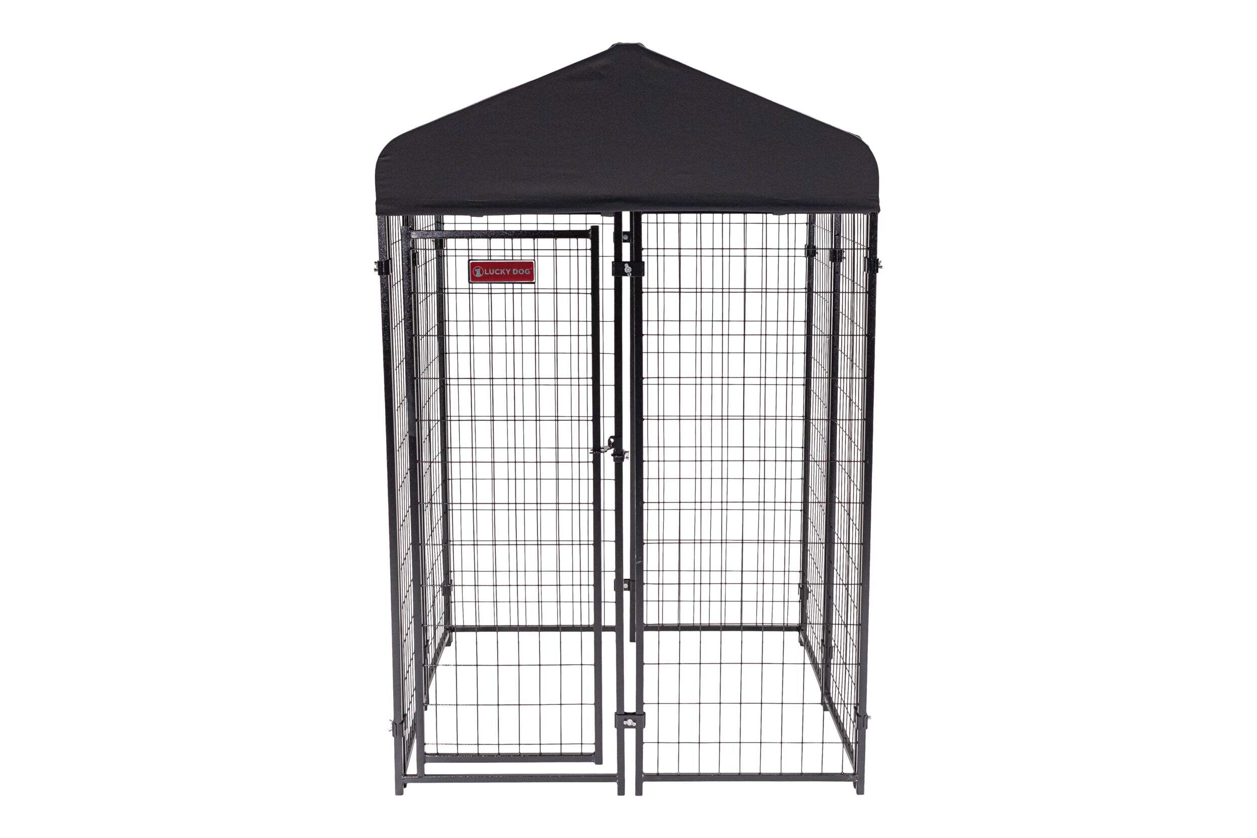 Lucky Dog® STAY Series™ Studio Kennel, Steel Grey, 4-ft x 6-ft Front_Elevated