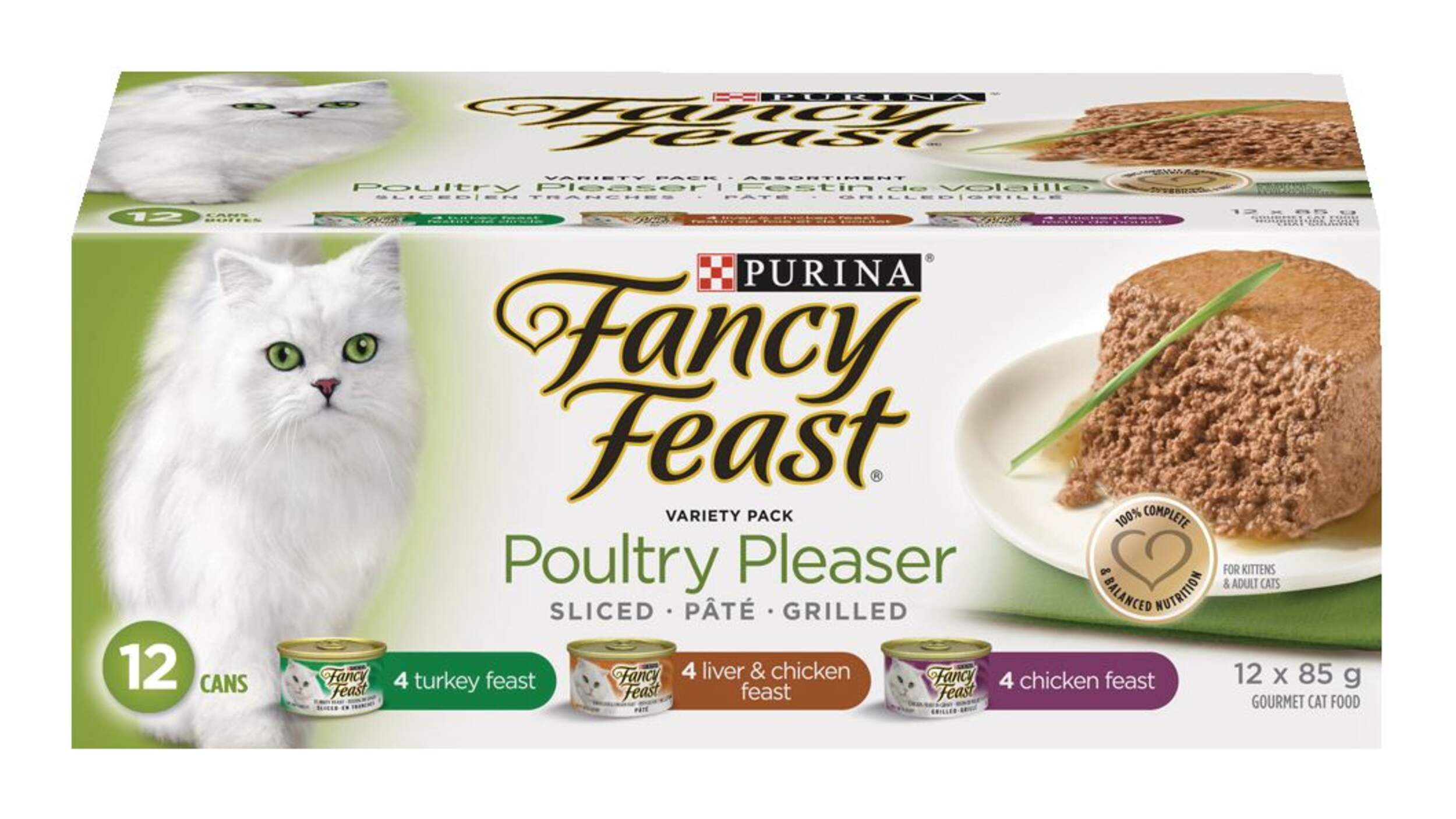 Purina Fancy Feast® Poultry Pleaser Variety Pack Wet Cat Food, 12 x 85-g Front_Elevated
