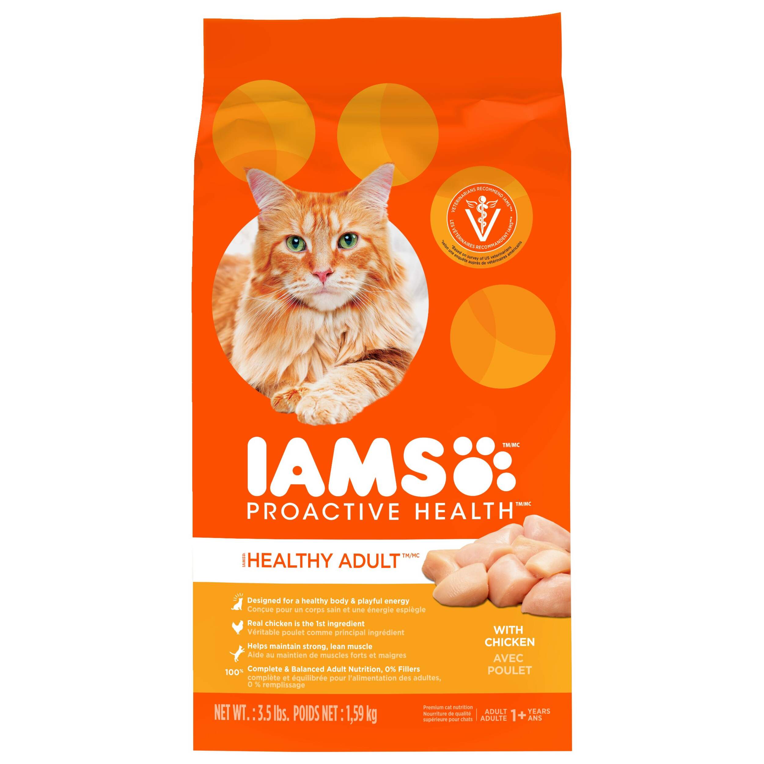 IAMS Proactive Health Original with Chicken Adult Dry Cat Food, 1.6-kg Front_Flat