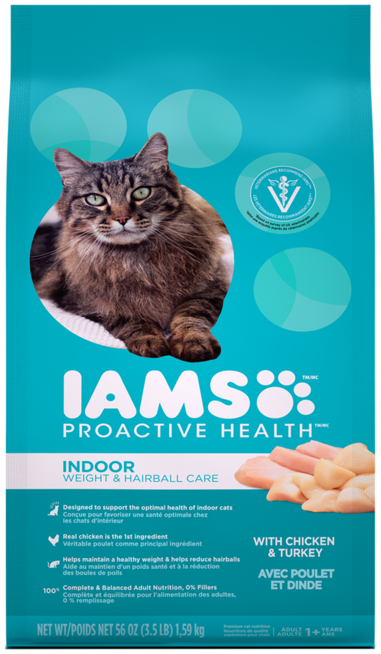 IAMS Proactive Health Indoor Weight Hairball Care Adult Dry Cat