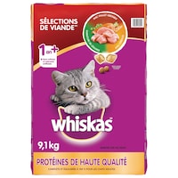 Nourriture sèche pour chats Whiskas Sélections de viande, 9,1 kg Front_Flat