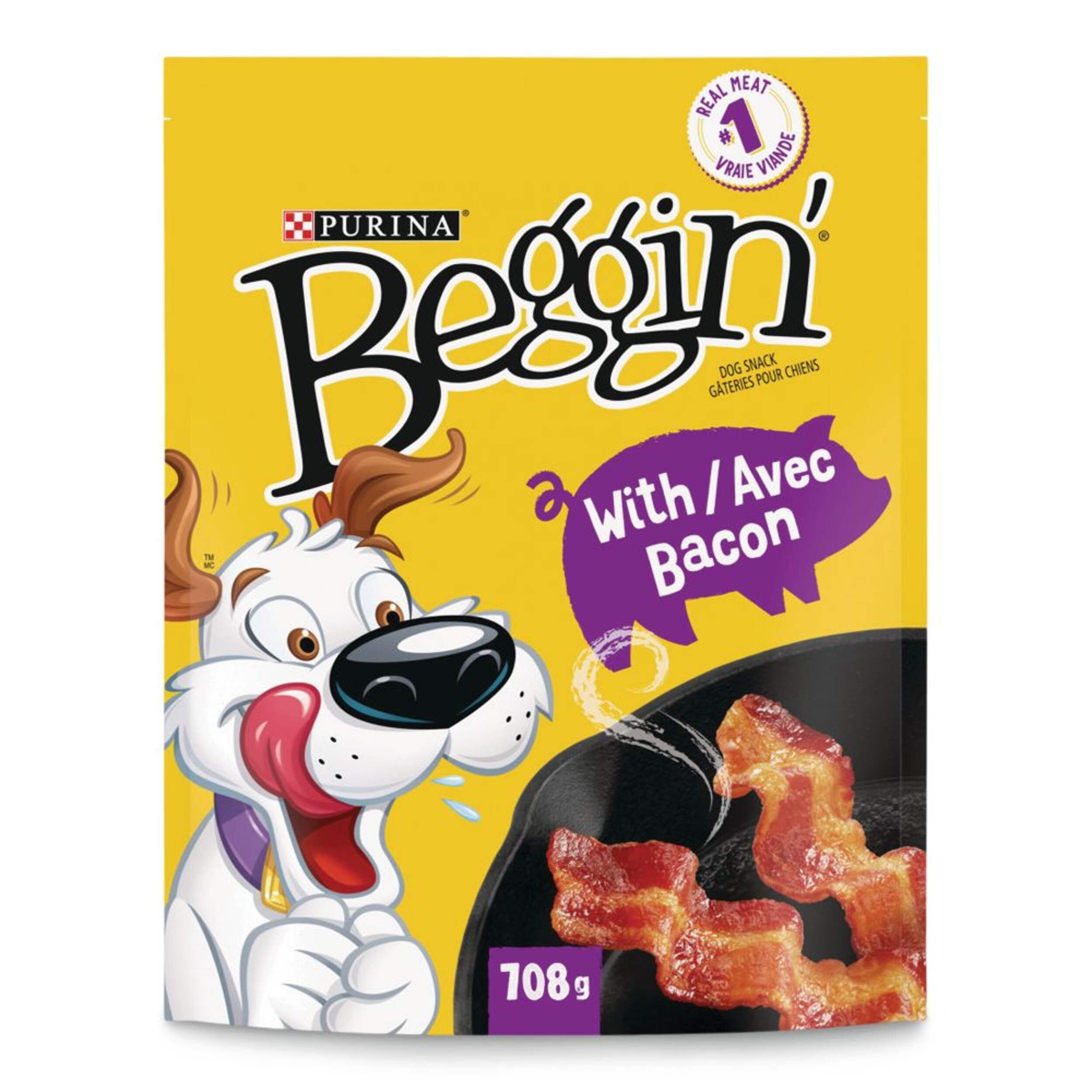 Purina Beggin' StriPs Bacon Flavour Dog Treats, 708-g Front_Flat
