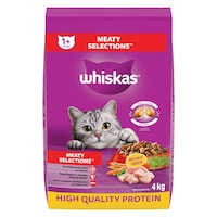 Nourriture sèche pour chats Whiskas Sélections de viande, 4 kg