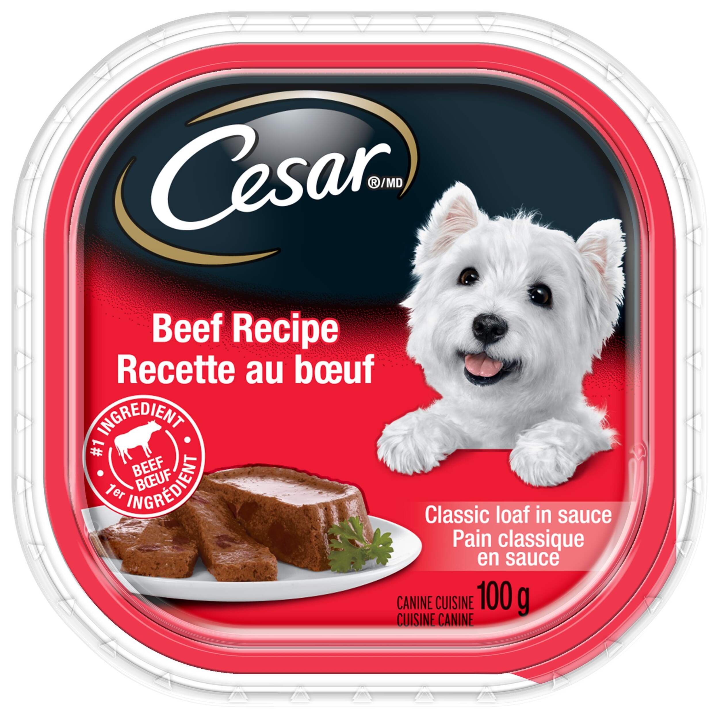 Nourriture humide pour chiens adultes Cesar, recette de boeuf, 100 g Front_Flat