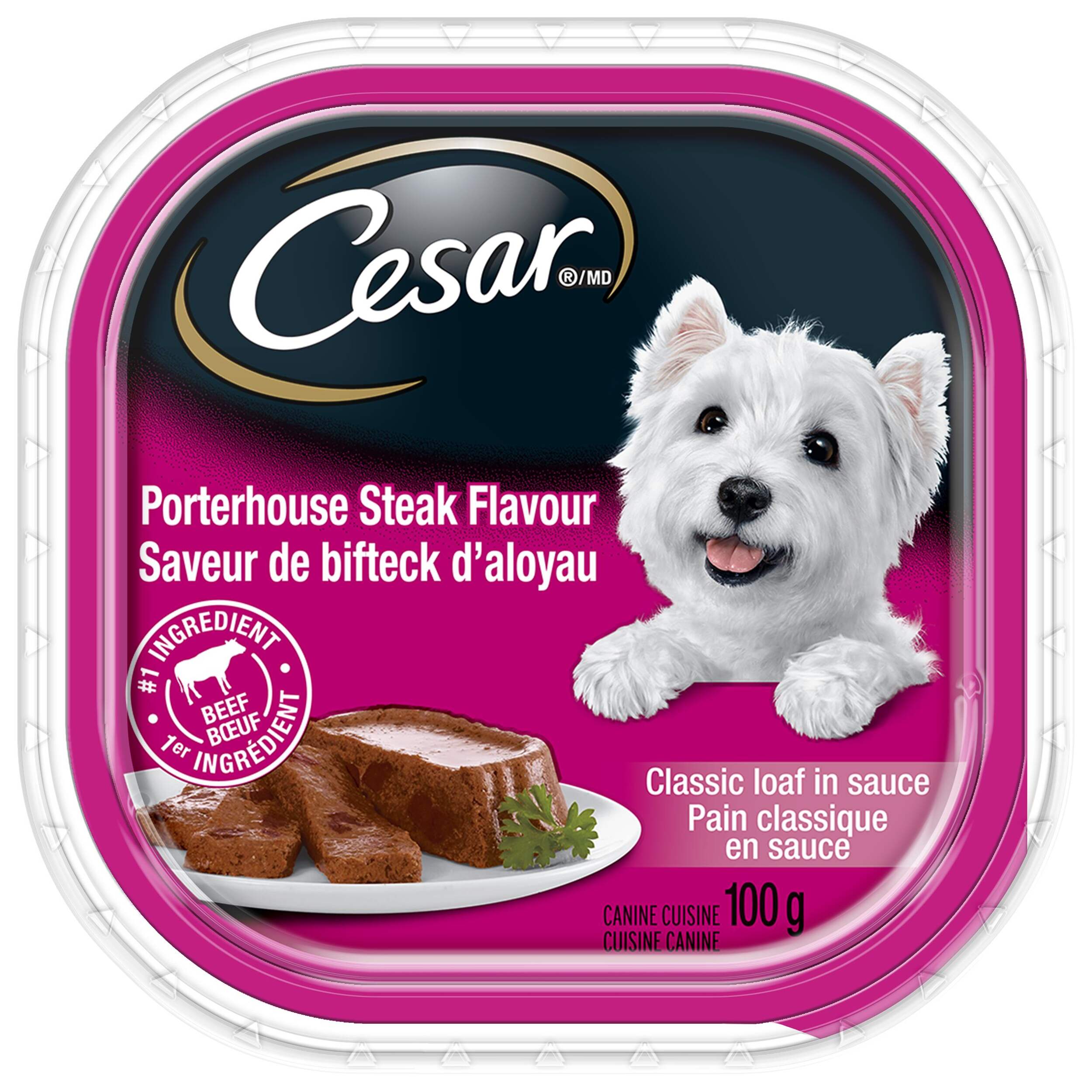 Cesar Entrées Porterhouse Steak Flavour Adult Wet Dog Food, 100-g Front_Flat