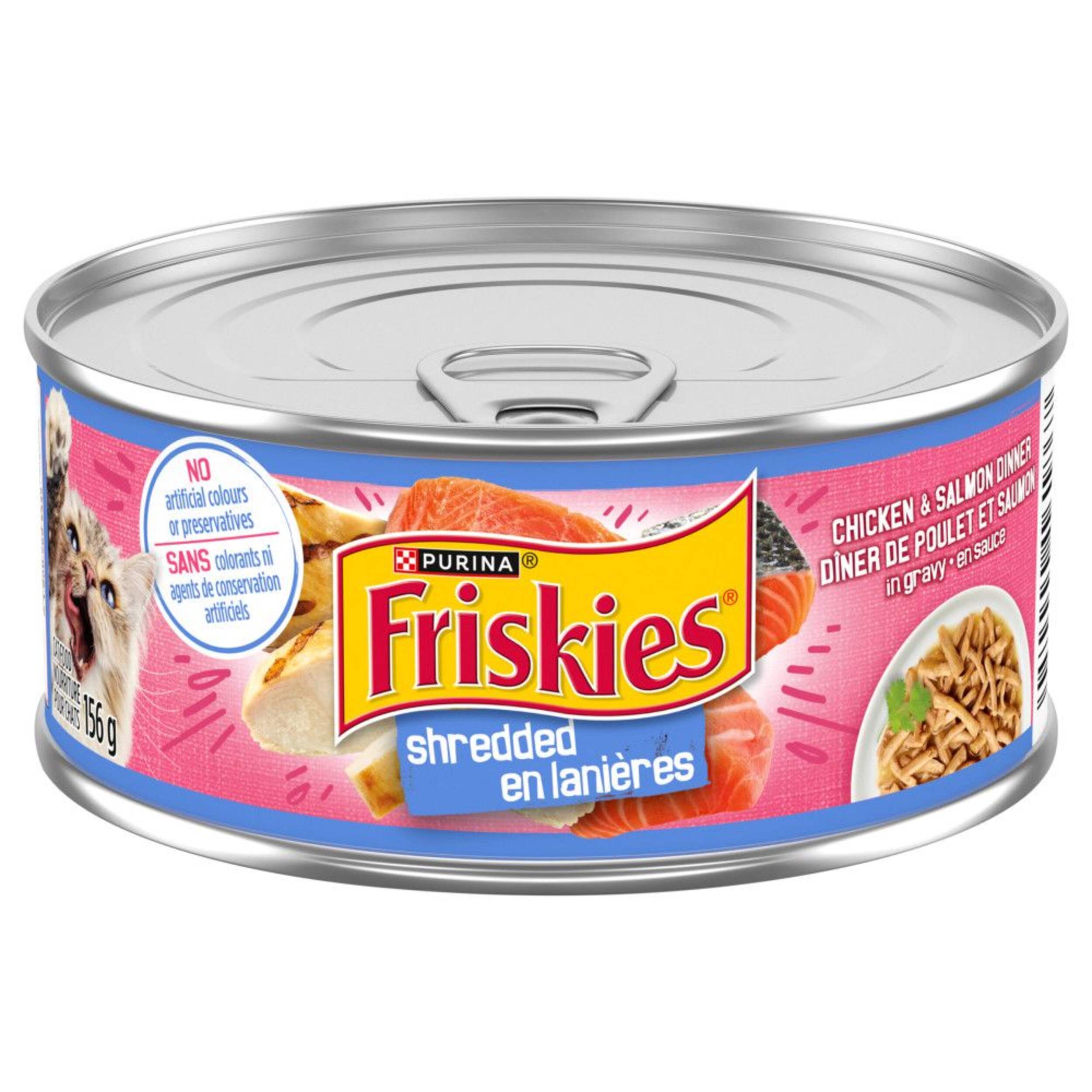 Purina Friskies® Shredded Chicken & Salmon with Gravy Wet Cat Food, 156-g Front_Elevated