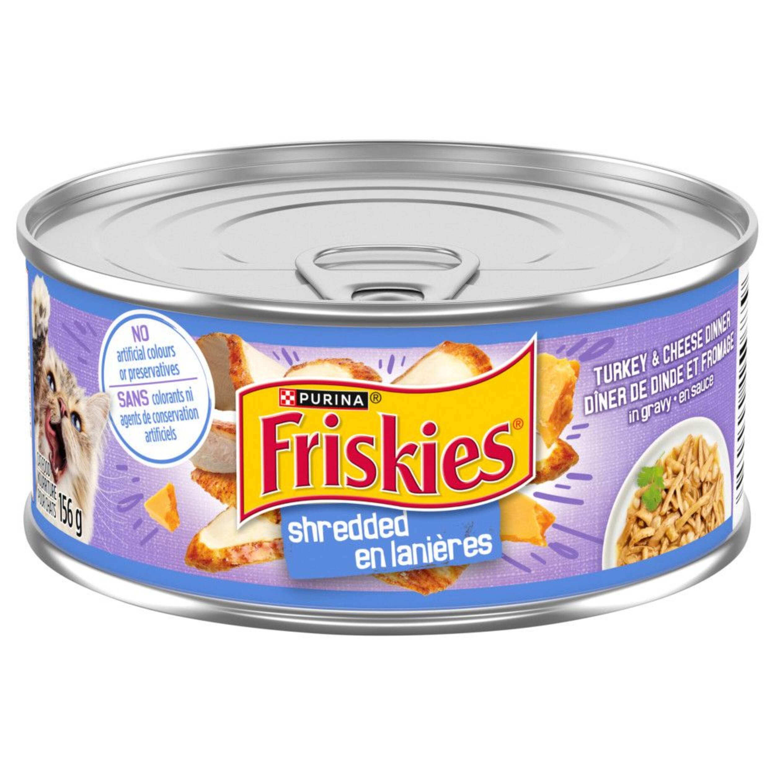 Purina Friskies® Shredded Turkey & Cheese Dinner In Gravy Wet Cat Food, 156-g Front_Elevated