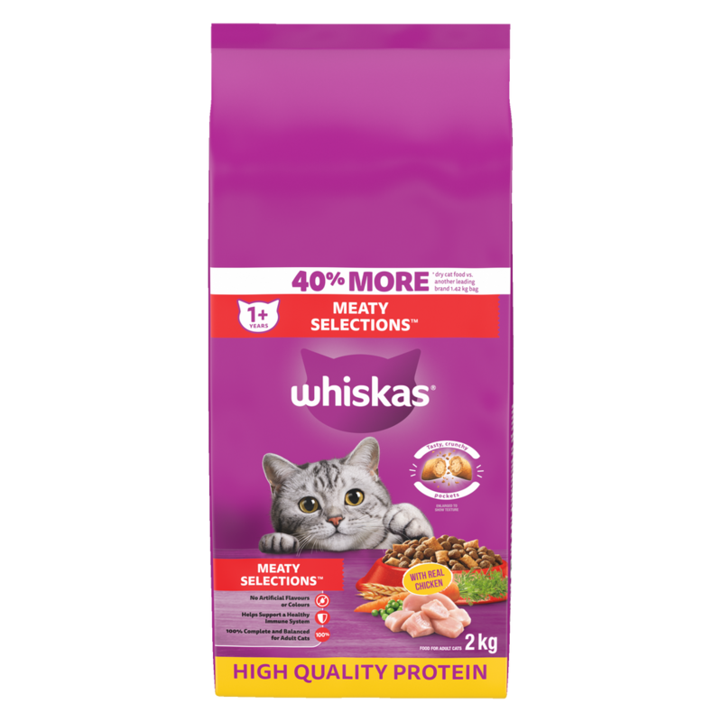 Whiskas Meaty Selections Dry Cat Food, 2kg Canadian Tire