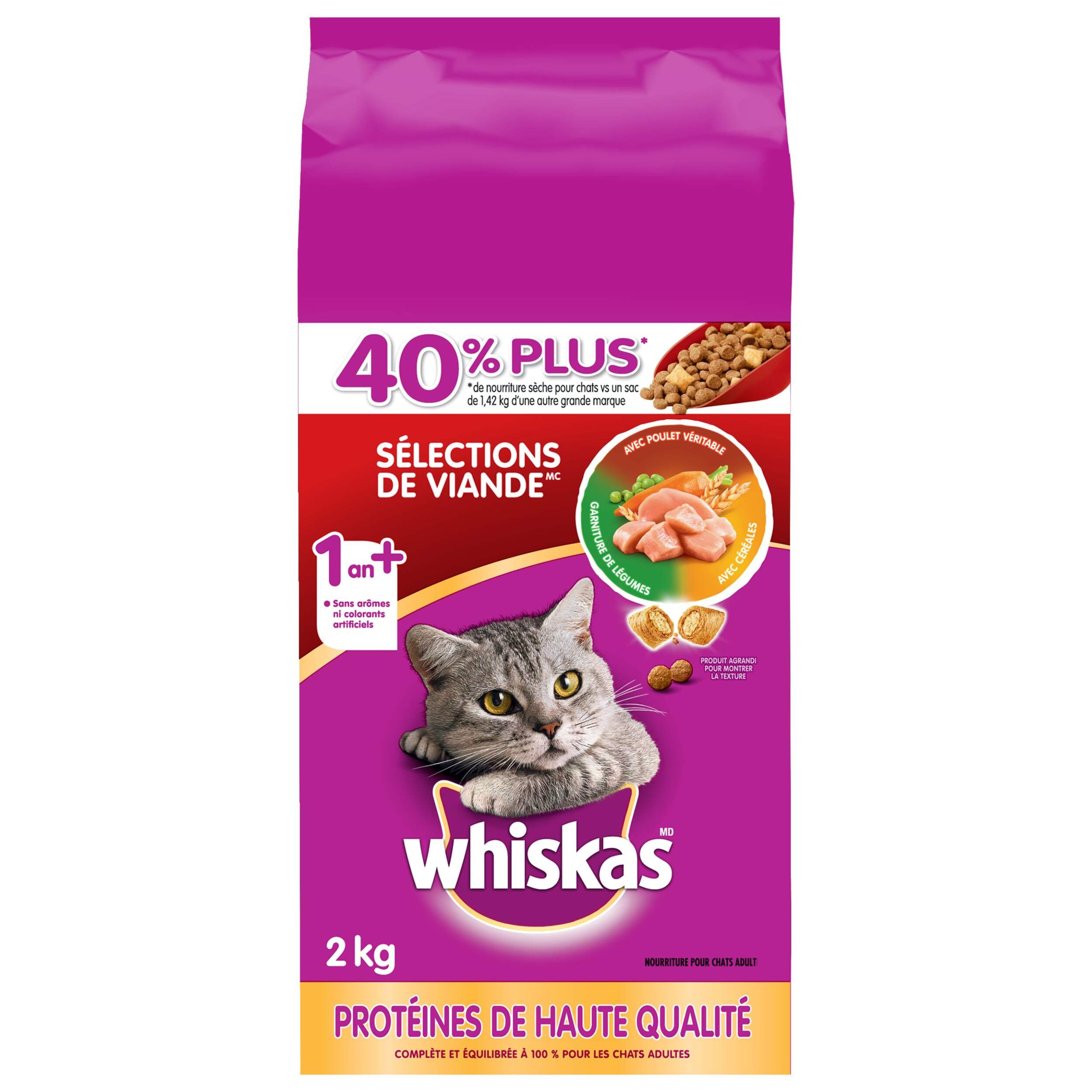 Nourriture sèche pour chats Whiskas Sélections de viande, 2 kg Front_Flat