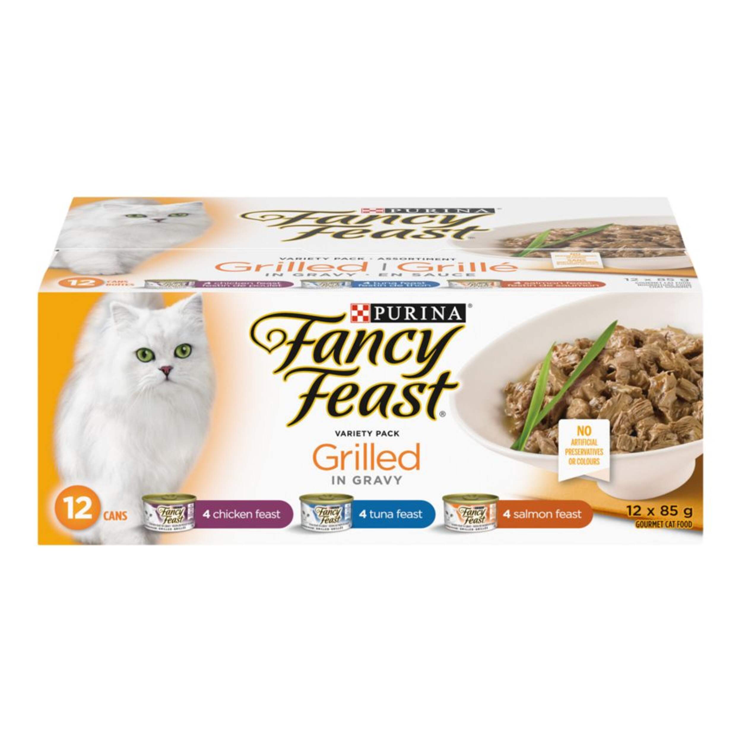 Purina Fancy Feast® Grilled In Gravy Variety Pack Wet Cat Food, 12 x 85-g Front_Elevated