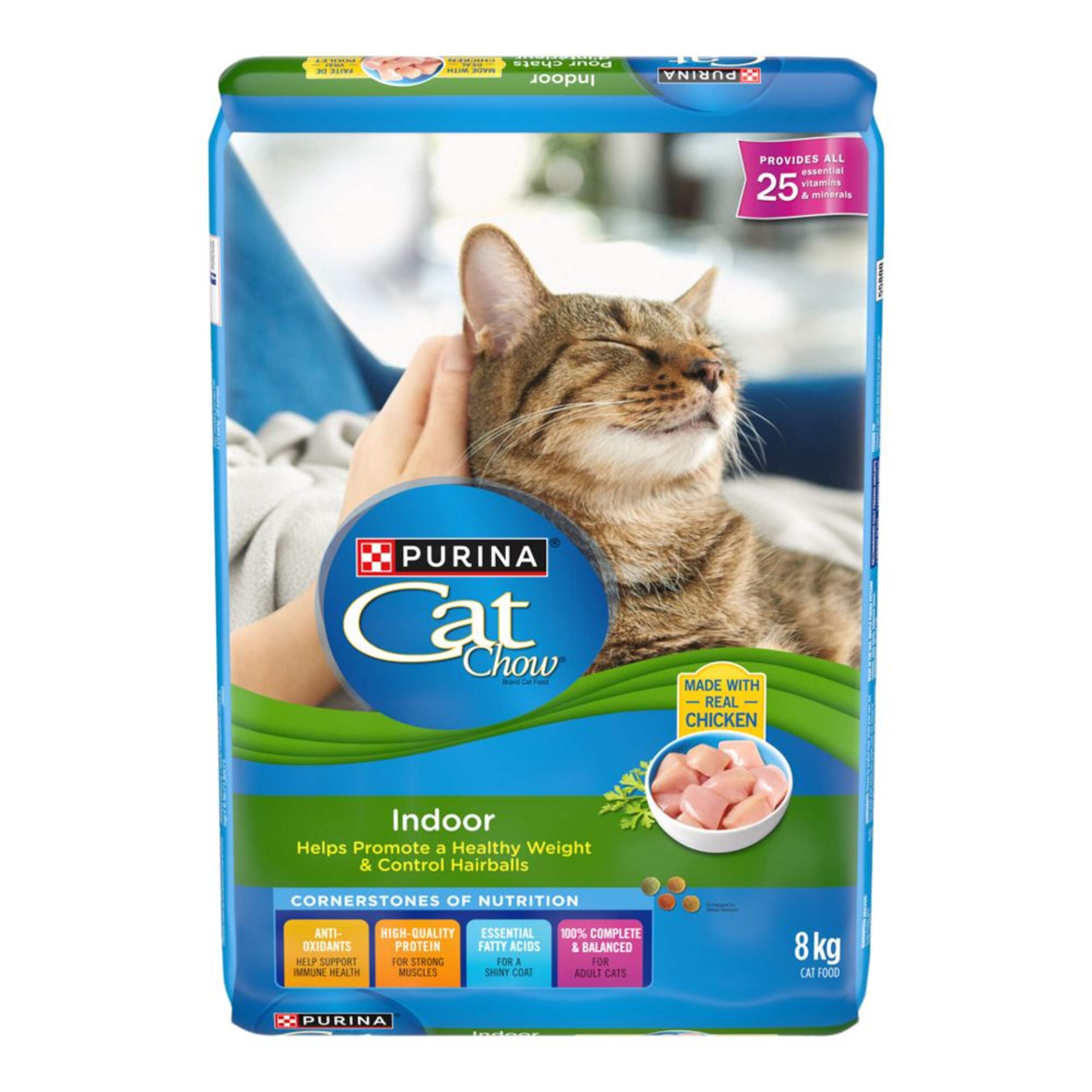 Purina Cat Chow® Advanced Nutrition Indoor Weight & Hairball Control Dry Cat Food, 8-kg Front_Flat
