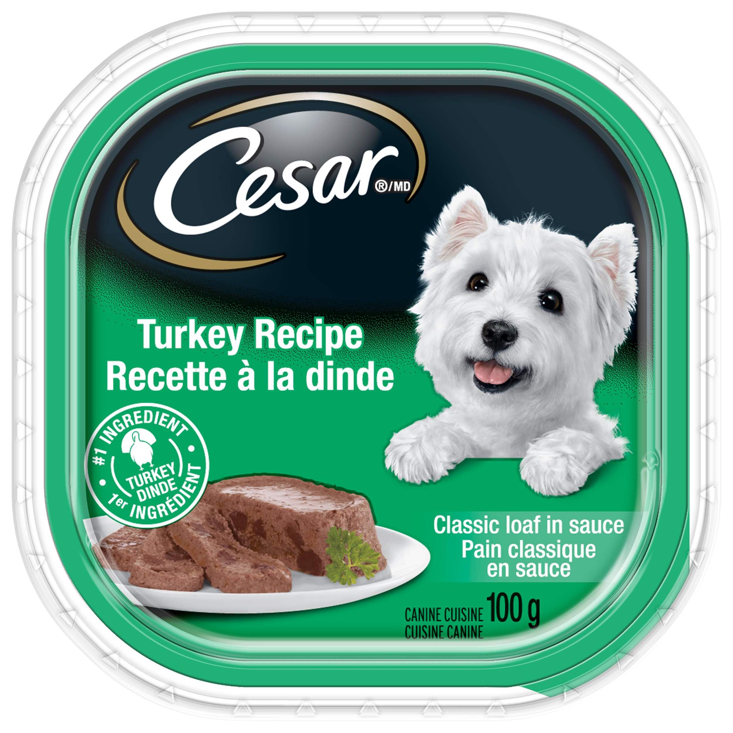 Cesar Entrees Wet Dog Food, Turkey, 100-g Front_Flat