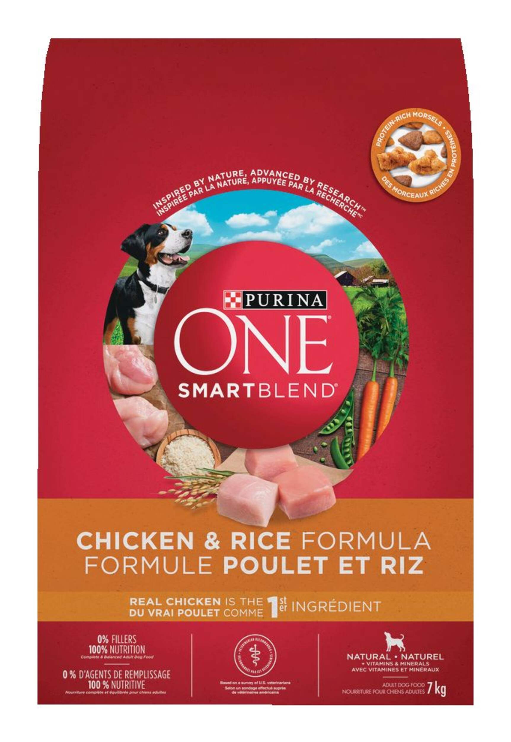 Purina ONE® SmartBlend™ Chicken & Rice Adult Dry Dog Food, 15-lb Front_Flat