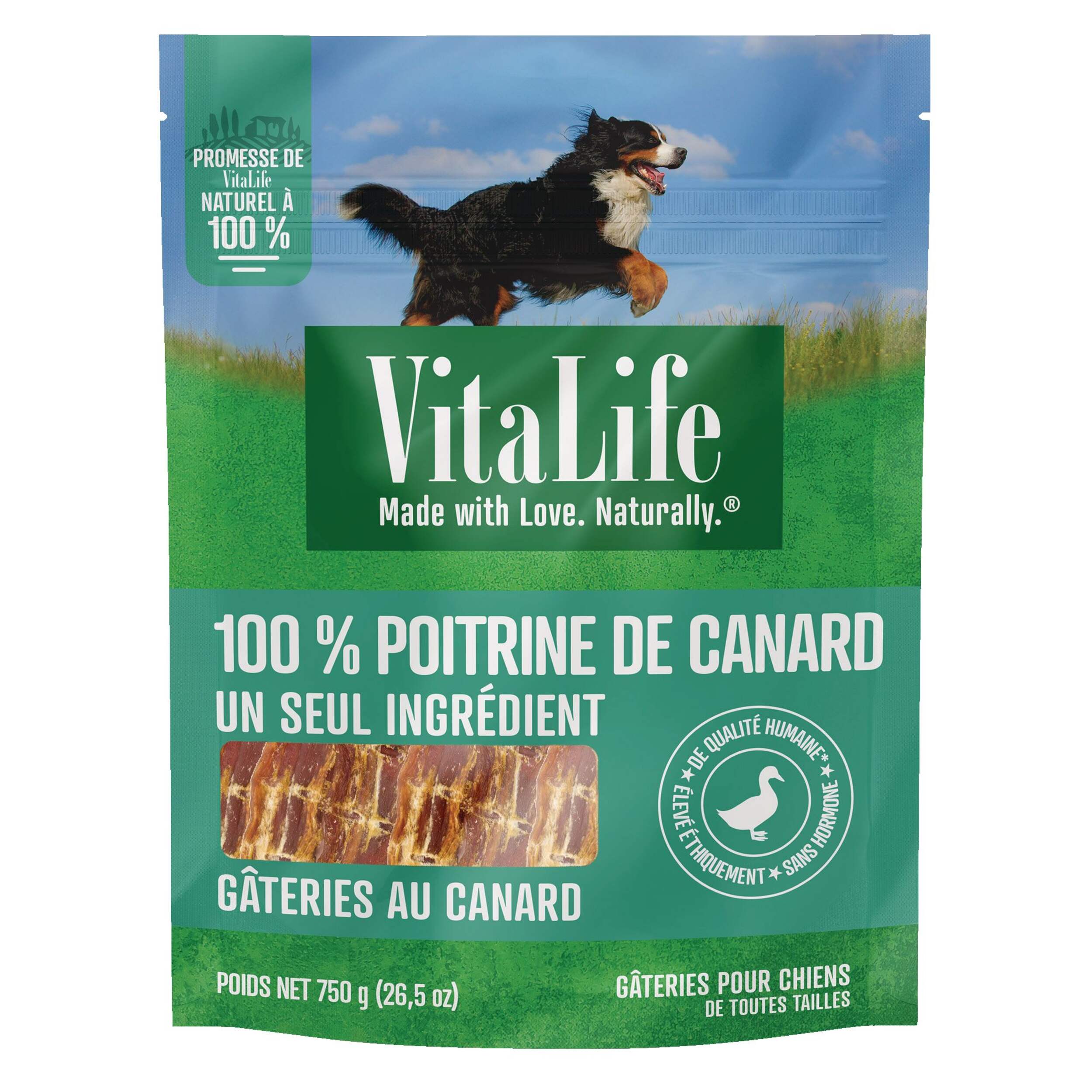 Gâteries tendres au canard VitaLife pour chiens, 750 g Front_Flat